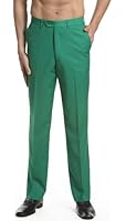CONCITOR Men's Dress Pants Trousers Flat Front Slacks EMERALD GREEN