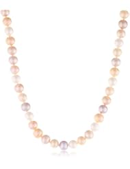 Sterling Silver Natural Pastel Multi-Color Freshwater Cultured Pearl A Grade 6.5-7mm Necklace, 18"