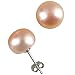 Peach Pink AAAA Cultured Pearl Platinum Overlay CAREFREE Sterling Silver Stud Earrings (LS1B)