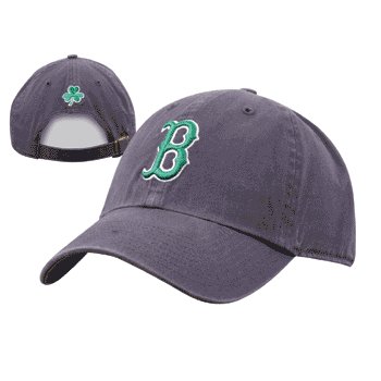 Boston Red Sox MLB Navy Green B Adjustable Raised Garment Wash Clean up Baseball Hat / Cap