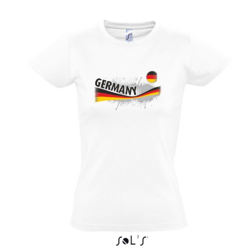 Fanshirt-Damen GERMANY, Deutschland Ländershirt EM / WM Trikot S-XXL , White , XL