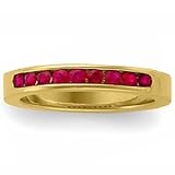 14K Yellow Gold Genuine Ruby & Diamond Birthstone / Wedding Ring (1.7 mm)