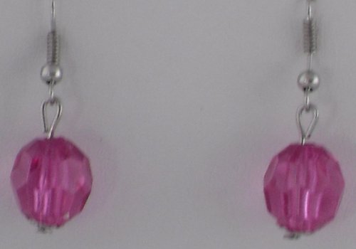 Pink Gem Cut Globes Earrings