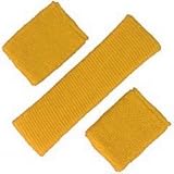 3 piece Sweatband Set - 1 Headband & 2 Wristbands - Gold - Sports - Tennis