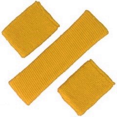 3 piece Sweatband Set - 1 Headband & 2 Wristbands - Gold - Sports - Tennis
