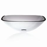 Decolav 1133T-TNG 17-Inch Square Tempered Transparent Natural Glass Vessel