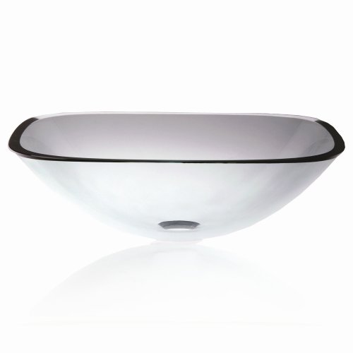 Decolav 1133T-TNG Square Tempered Glass Vessel, Transparent