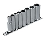 3/8 Deepwell Socket with Rail SAE - 9 Pieces