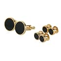 Rich Black Onyx and Gold Cufflinks and Studs