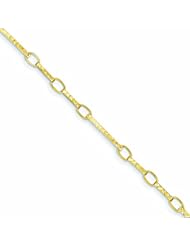 14K Gold Polished and Textured Fancy Link Bracelet 7.25 Inches