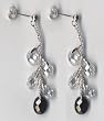 Black & White Drop Briolette Silver CZ Earrings