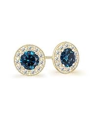 2 ct Enhanced Solitaire Blue Diamond Stud Earrings in Yellow Gold Quality Best