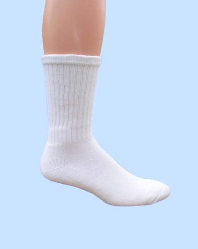 Coolmax  Crew, White Moisture Wicking Sock, Adult 3 pk