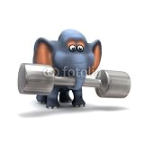 Wallmonkeys Peel and Stick Wall Decals - Elephant Lifting Weights - 24