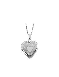 14K White Gold Heart Locket with Chain