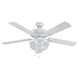 Review Litex NP52WW5C / Litex NP52WW5C Newport 52-Inch Remote Control Adaptable Five-Blade Ceiling Fan, White with Alabaster Glass Light Kit