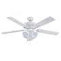 Litex NP52WW5C Newport 52-Inch Remote Control Adaptable Five-Blade Ceiling Fan, White with Alabaster Glass Light Kit