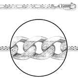 Image of Jewelco London 9ct Solid white gold Pavé Figaro chain Necklace . Click Here for Dimensions and Weights.