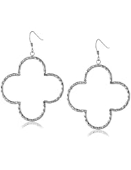 Sterling Silver Rhodium Plated Flower Earrings