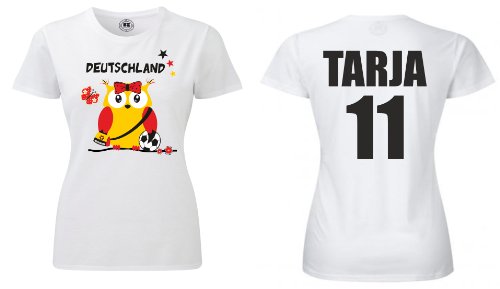 WM Deutschland | Fan T-Shirt | Trikot Fanshirt | Damen-Fussball | Deutschland Eule Rosali (XXL)