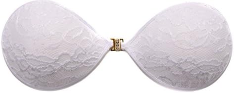 Decently Women's Glam Strapless Lace Silicone Adhesive Push-Up Bra White C
