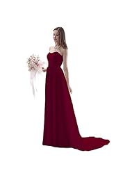 Floor Length Lace-Up Chiffon/Polyester Sweetheart Bridesmaid Dress/Prom Dress  with a Court Train 