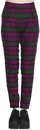 Casual Check Trouser Pant (Plum, Small)