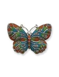 Sterling Silver Marcasite Enameled CZ Pin
