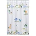 "Jungle" Tropical Fabric Shower Curtain Appliqued