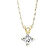 14K Yellow/White Gold 1/10 ct. Princess Cut Diamond Solitaire Pendant with Chain