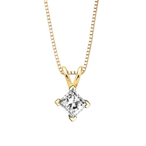1 ct. F - VS2 Princess Cut Diamond Solitaire Pendant with Chain