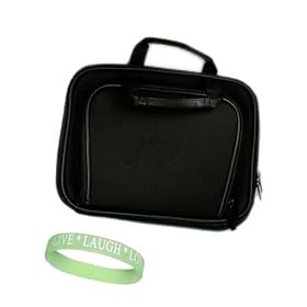 Black Memory Foam Ultra Light Weight Notebook Case with Extra Zip Pocket For 10-inch Netbooks (Fits Acer Aspire One AOD150-1577 , Acer AOD150-1920 Ect..) + Live*Laugh*Love Wrist Band!!! (Laptop Not Included)
