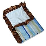 Blue Stripe Satin Ruffle Blanket by Caden Lane