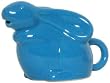 Stoneware Pottery Marine Blue Rabbit Creamer 5"Lx3.25"H, 4oz Set of 2
