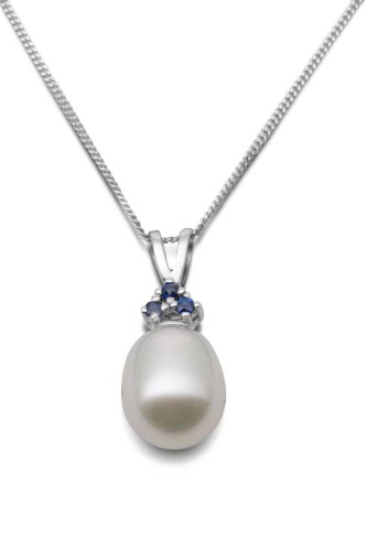 Miore Damen-Anh&auml;nger Perlen mit Kette 9 Karat Wei&szlig;gold S&uuml;&szlig;wasser-Zuchtperle Blau Saphir MG Preisvergleich