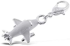 Addicting Charms 3D Airplane with White Enamel Charms with Lobster Clasp for Bracelet or Pendant Necklace