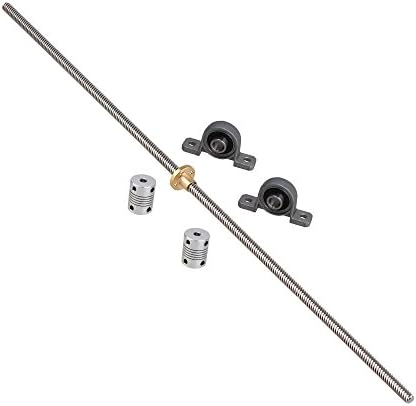 CNBTR 500mm Length 8mm Dia Horizontal 8mm Lead Screw Nut Pillow Block Bearings & Flexible Shaft Coupling Set