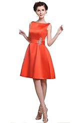 Lace Satin Bateau Neck Sleeveless Bridesmaid Dress 