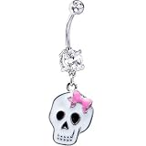 Adorable Pink Bow Skull Belly Ring