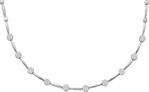 Gold and Diamonds SSN155-W 1.00CT-DIA FLOWER NECKLACE- Size 7
