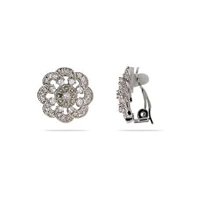 Vintage CZ Flower Clip-On Earrings
