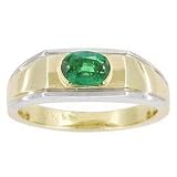 14K Two-Tone Gold Man's Emerald Ring