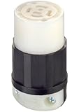 Leviton 2413 20 Amp, 125/250 Volt, NEMA L14-20R, 3P, 4W, Locking Connector, Industrial Grade, Grounding - Black-White