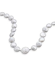 Genuine Elegante Necklace. 16"+2" Cultured Freshwater Coin Pearl Necklace. 100% Satisfaction Guaranteed.
