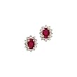 14K Yellow/White Gold 1/4 ct. Diamond and 3/4 ct. Oval Shaped Ruby Earrings