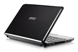 MSI Wind 10 Mini Laptop (1.6 GHz Intel Atom Processor, 1 GB RAM, 80 GB Hard Drive, XP Home, 6 Cell Battery) Black