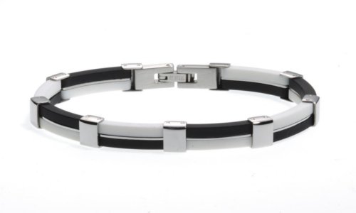 Fashion Steel Unisex-Armband Kautschuk schwarz-wei&szlig; 19 cm 08311H216 Preisvergleich