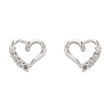 DiAura Sterling Silver Diamond-Accent Open Heart Post Earrings