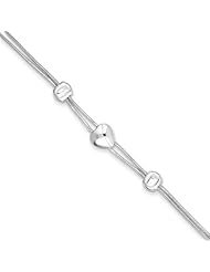 Sterling Silver Polished Heart Snake Bracelet, Best Quality Free Gift Box Satisfaction Guaranteed