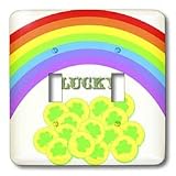 Sandy Mertens St. Patricks Day - Lucky Gold Coins and Rainbow - Light Switch Covers - double toggle switch